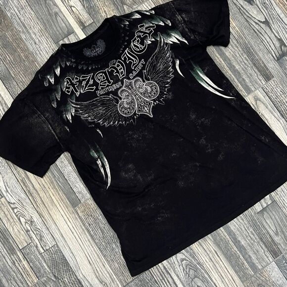 🔥☠️ Y2K XZAVIER UNLIMITED PATRON SAINT Affliction Style Graphic Tee 2XL - EUC - Picture 3 of 11